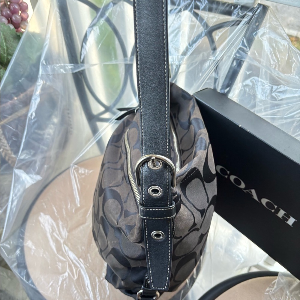 Coach Signature C Monogram Jacquard Black Hobo Bag - Picture 6 of 11